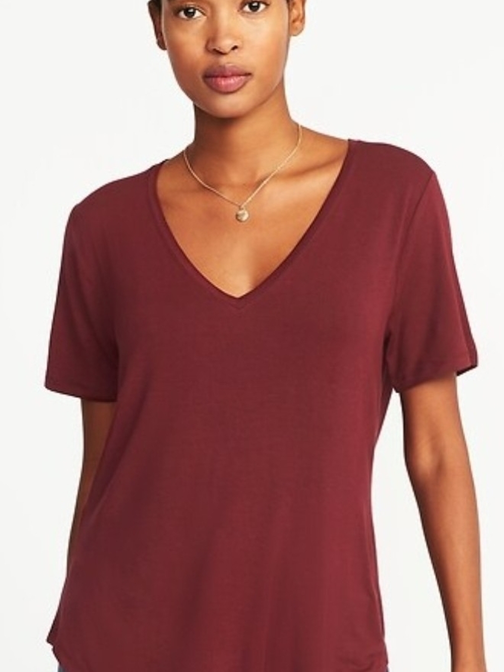 Old Navy Women's V-Neck Short Sleeve Tee - Wine